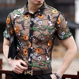Camisa floral transparente hombres