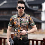 Camisa floral transparente hombres