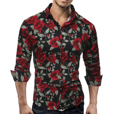 Camiseta floral hombre manga larga